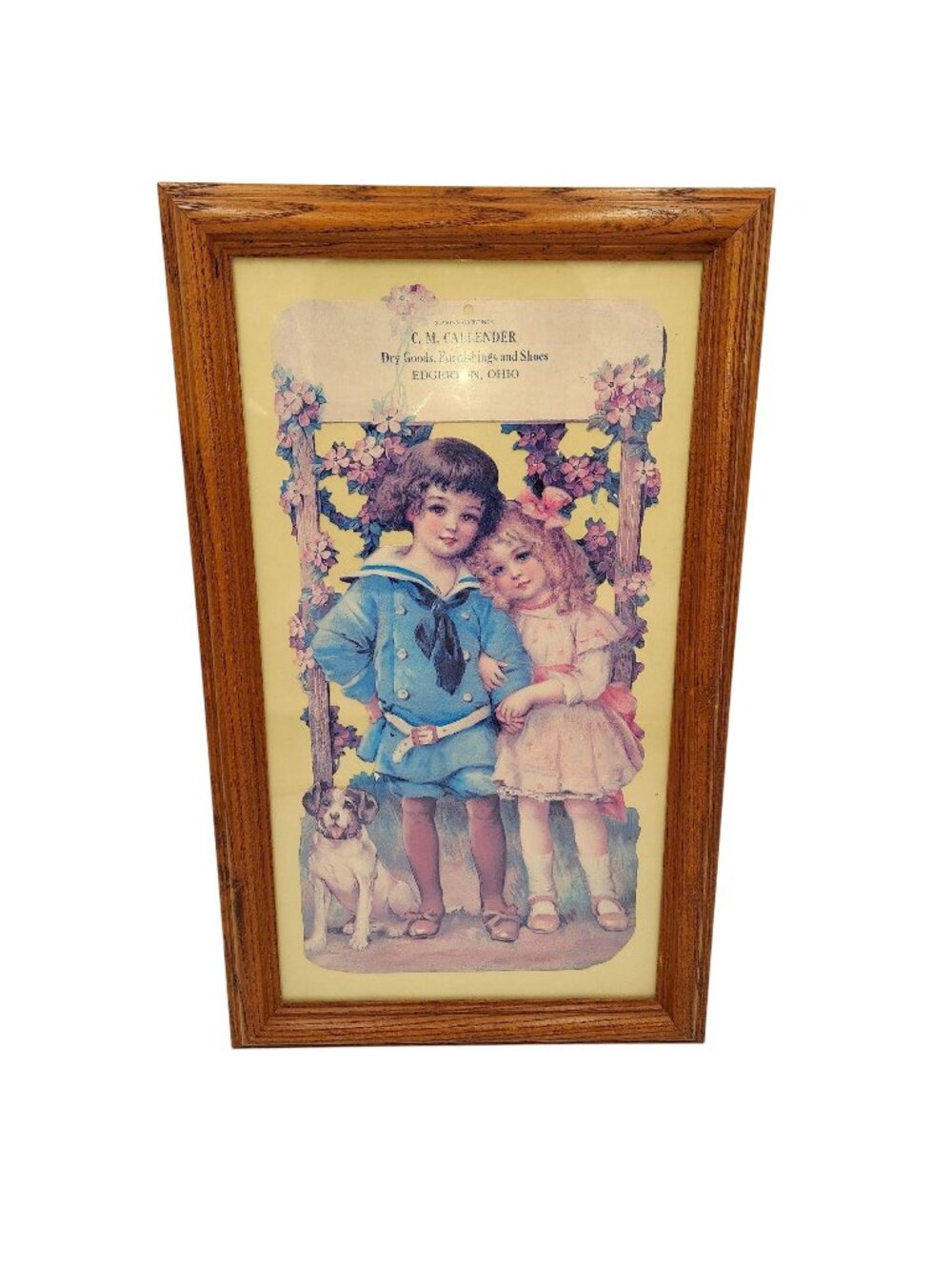 Antique Framed Advertisement Sailor Suit Jack Russell C M Callender Edgerton OH